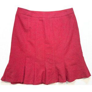 The Limited Women's Pleated A-Line Flared Skirt Stretch Sz 10 Red Solid Side Zip